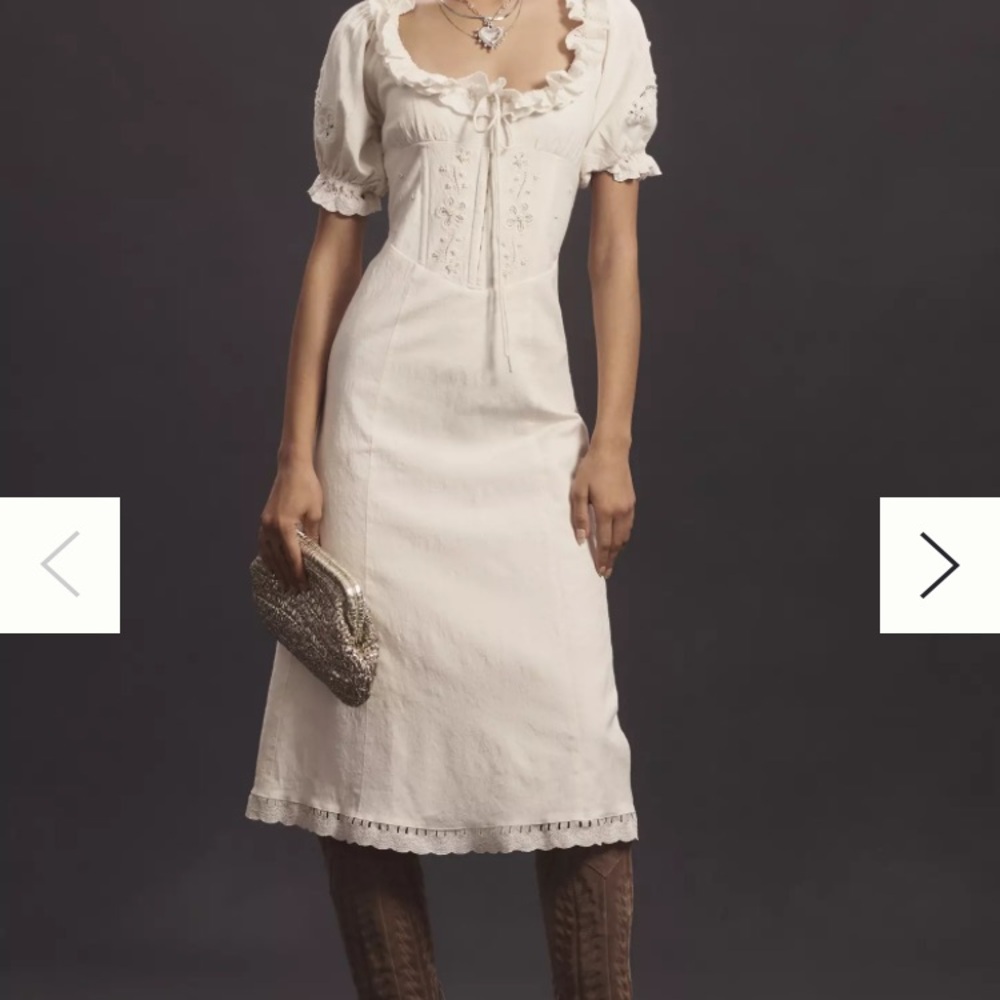 For Love & Lemons Adelie Cream Ruffle Maxi Dress NWT
